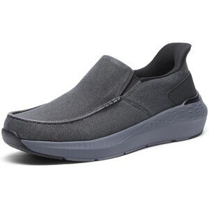 👑Men's Closed Toe Pull-On Loafers Black Sneakers Canvas Walking Comfort Shoes